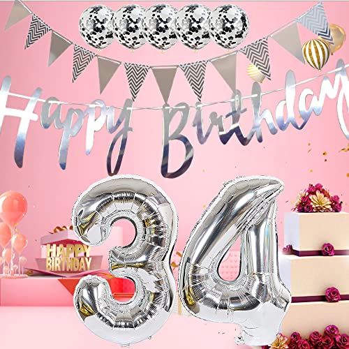 90th Birthday Decoration Kit with Silver Foil Balloons & Banner