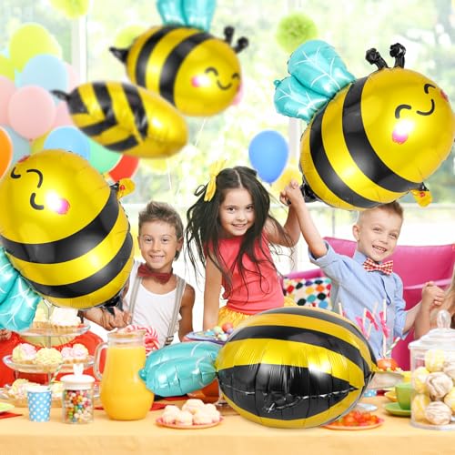 Bee Foil Balloons - 10 Pack Large Mylar Bee Decorations for Parties
