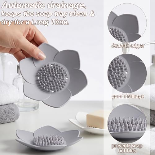 2-Pack Silicone Shower Steamer Holder & Self-Draining Soap Dish Tray