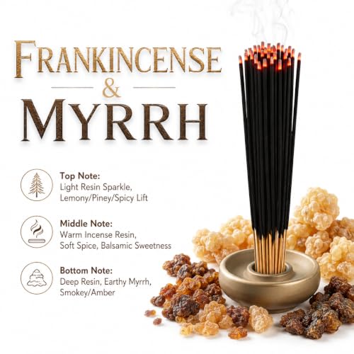 Frankincense and Myrrh Incense Sticks - 11 Inch Bulk Bundle (85-100 Sticks)