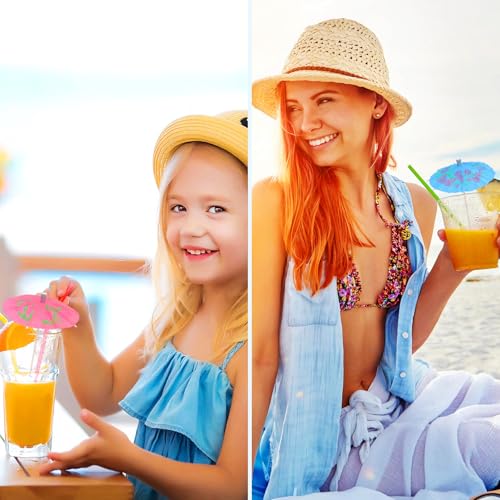50 Pcs Tropical Cocktail Umbrellas & Toothpicks - 4-inch Mini Paper Drink Picks for Garnishes