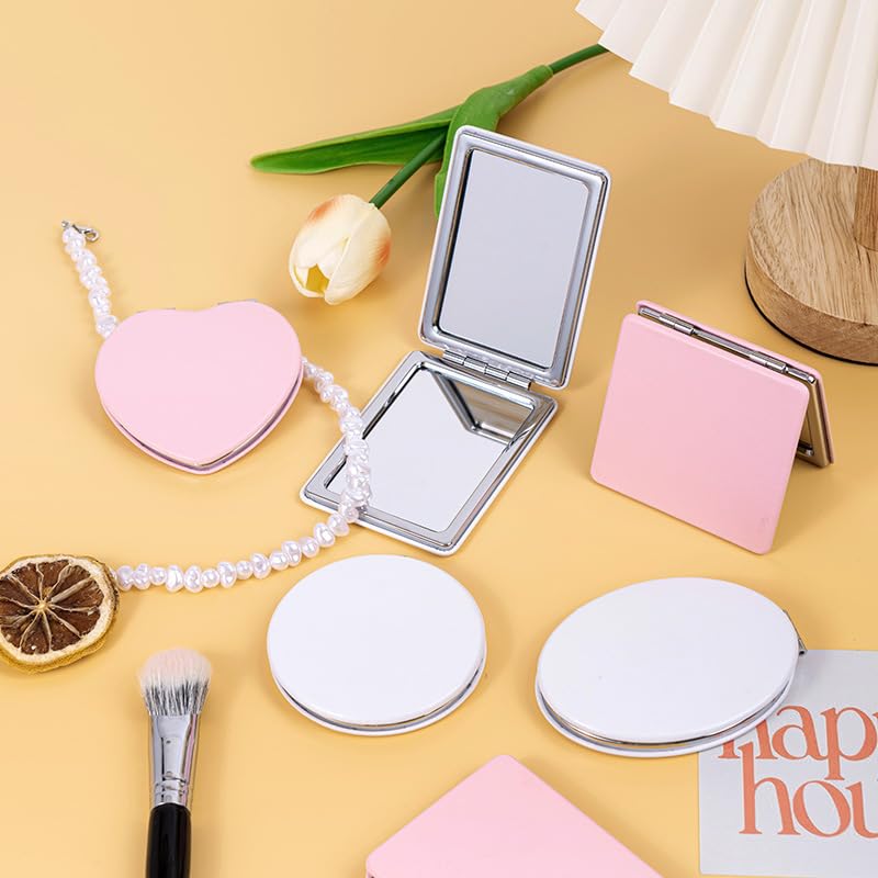 Monogram Compact Makeup Mirror Double Sided Travel Pocket Mirror