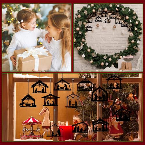 Christmas Metal House Shaped Nativity Scene Ornaments - House Variation
