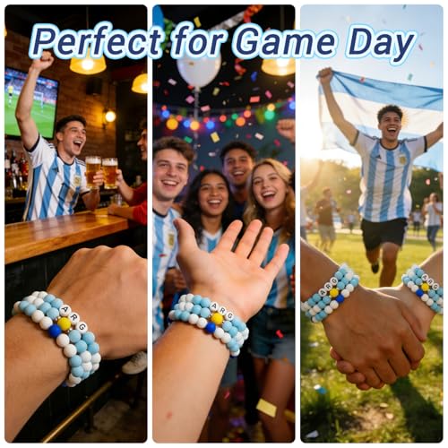 Goldwise Soccer Fan Bracelet Set for Men 3PCS Team Spirit Wristbands