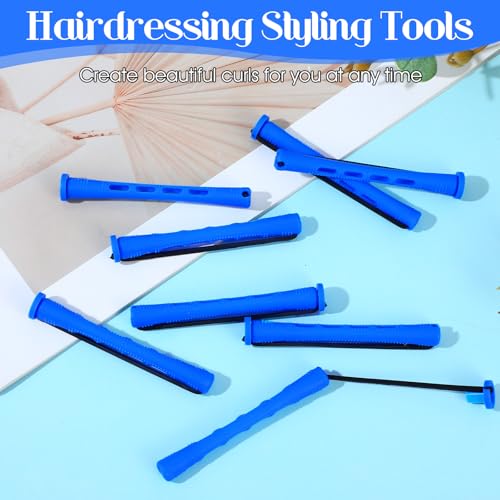 MBAIYO 20 Pcs Plastic Perm Rods 0.35 Inch Blue Hair Curling Rollers