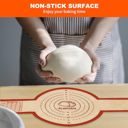 PLAPITATE Silicone Bread Sling Set - 2 Crimson Baking Mats with Long Handles