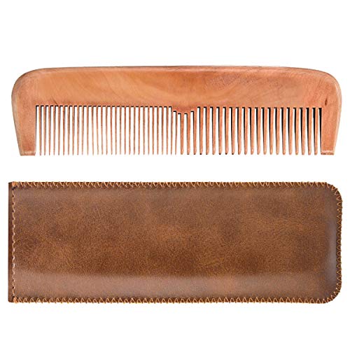 Beard Power Wooden Hair and Beard Comb with Leather Travel Case