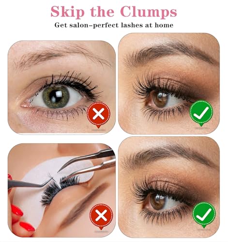 FRCTLNKG 80Pcs Lower Lash Clusters 5-7mm Clear Band Bottom Lashes