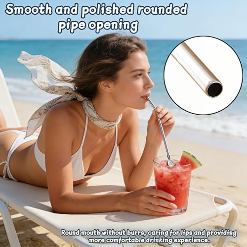 2-in-1 Stainless Steel Filter Straw Spoon - 9.65 Inch, 2 Pack
