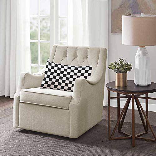 EKOBLA Racing Checkered Throw Pillow Cover, Black & White Geometric, 20x30"