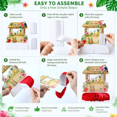 Hawaiian Luau Party Decorations - Tropical Honeycomb Centerpieces, 12 Pcs