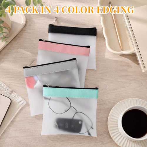 LXUEJIE 4Pcs Mini Clear Makeup Bag Small Waterproof Zipper Pouch Set