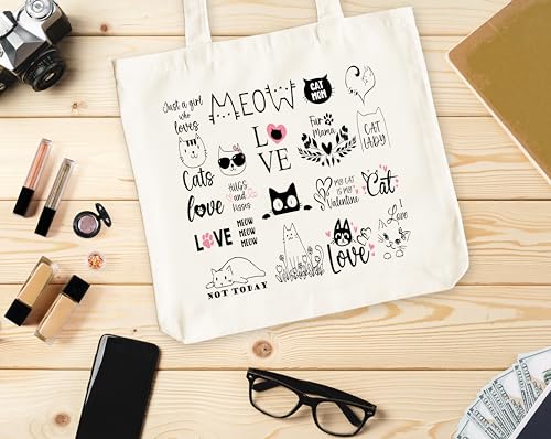 Funny Cat Canvas Tote Bag for Women - Perfect Gift for Cat Lovers
