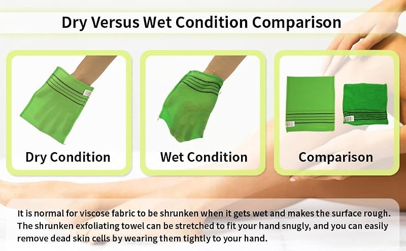 Asian Exfoliating Bath Washcloth Set - 8 Pcs in Red & Green