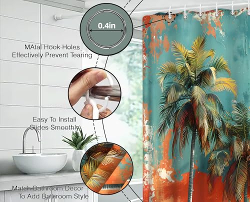 Tropical Palm Tree Shower Curtain 71" x 71" with Hooks