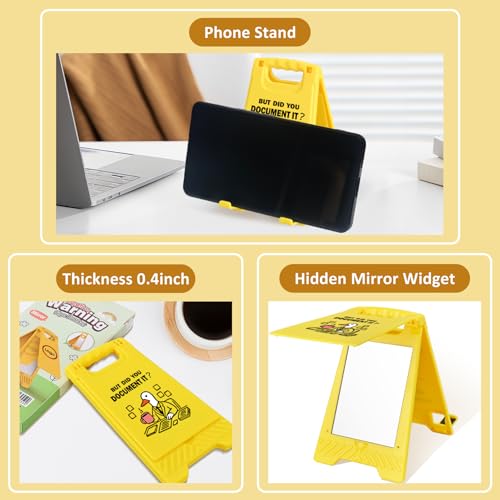 Funny Office Decor Desk Sign with Phone Stand and Mirror
