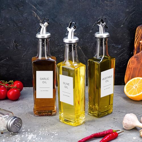 50 Oil and Vinegar Labels for Bottles - Waterproof Kitchen Stickers