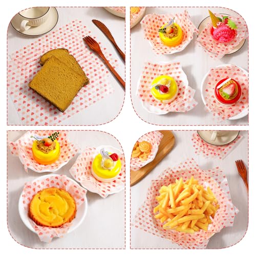 Larrel 50PCS Pink Love Wax Paper Sheets - Greaseproof Food Wrapping Paper