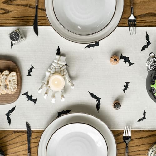 Halloween Table Runner 13x120 Inch Beige Spun Polyester for Party Decor