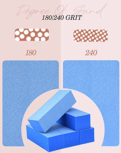 Maryton Nail Buffer Blocks 180/240 Grit 3-Way Professional Nail Files 5 PCS