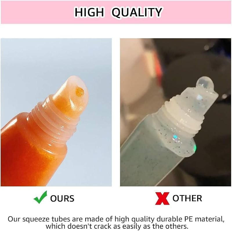 AMORIX 6 Pcs Refillable 5ml Clear Lip Gloss Tubes for DIY Cosmetic Squeeze