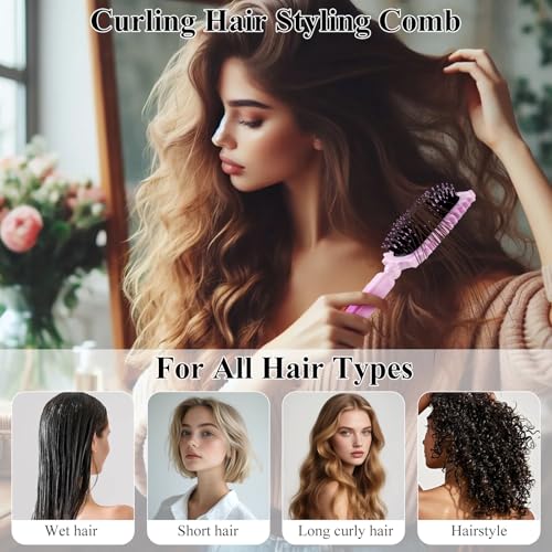 KEXUEZE Curl Defining Styling Brush with Cleaning Claw, Violet