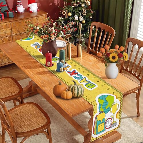 Back to School Table Runner 13x72 Inches | Durable Polyester Decor