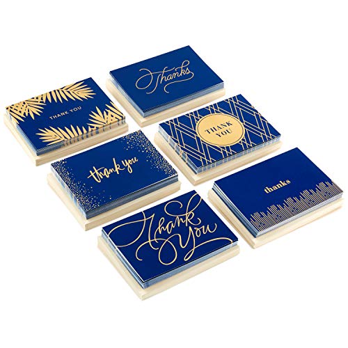 Hallmark Thank You Cards Set - Gold & Navy, 120 Notes (5.2" x 3.75", Pack of 9)