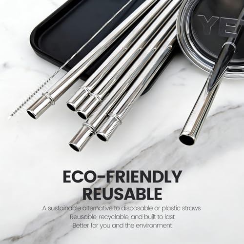 MIMORE 10.6" Metal Straws for YETI - 6 Pack Reusable Straws