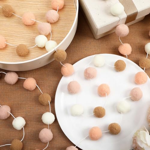 Boho Felt Ball Garland - 4 Pack Colorful Pom Pom Decoration