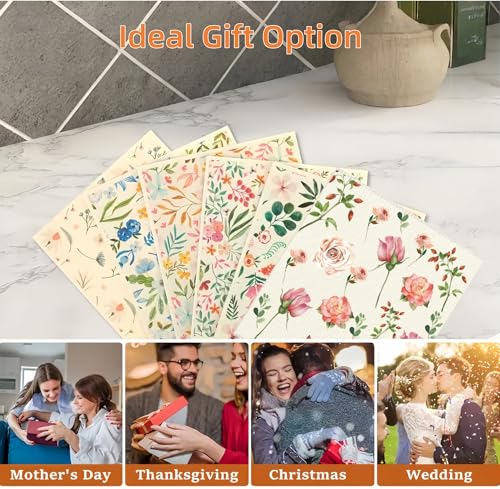 Swedish Dishcloths - 6 Pack Reusable Floral Cleaning Towels for Kitchen