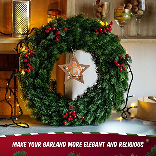48 Pcs Nativity Star Ornaments - Wooden Christmas Decorations for Religious Celebrations (Variation of THIS listing)