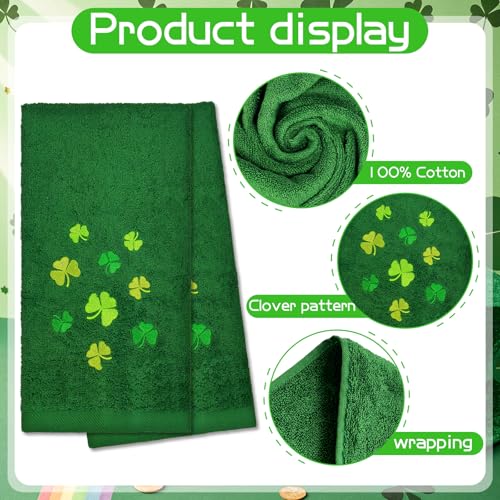 St. Patrick's Day Hand Towels Set - 2 Cotton Shamrock Towels
