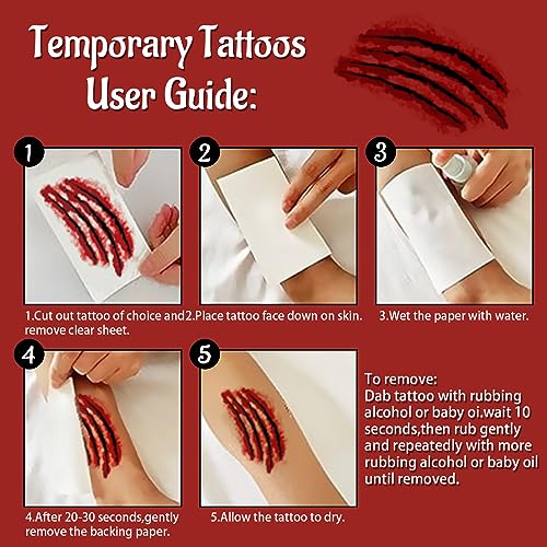 Fake Scar Temporary Tattoos - 265 Pcs Realistic Wound Stickers for Halloween