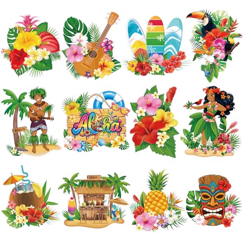 11x14 Hawaiian Luau Party Decorations Cutouts Set - 12PCS