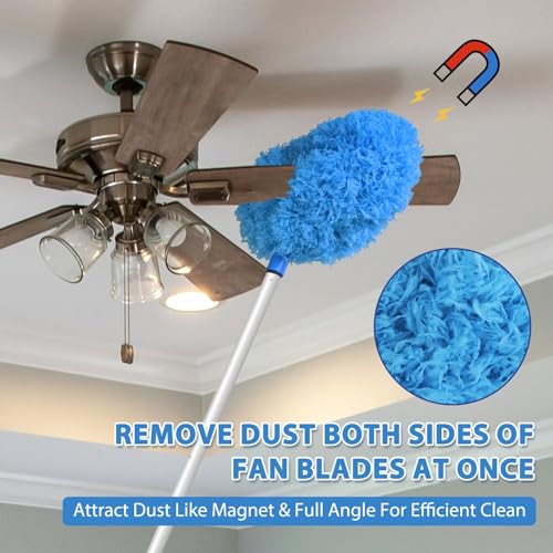 FONUNO Telescopic Ceiling Fan Duster - Adjustable Pole (Blue)