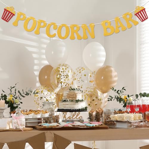 Popcorn Bar Banner - Glitter Decor for Birthday & Bachelorette Parties