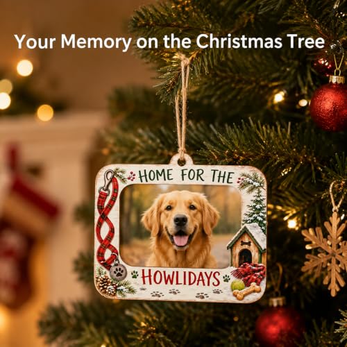 Dog Christmas Ornament Wooden Pet Photo Frame Pet Pictures - Holiday Gift