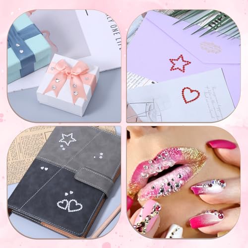 Larrel 5 Pcs Star Face Gems & Rhinestone Stickers with Tweezer