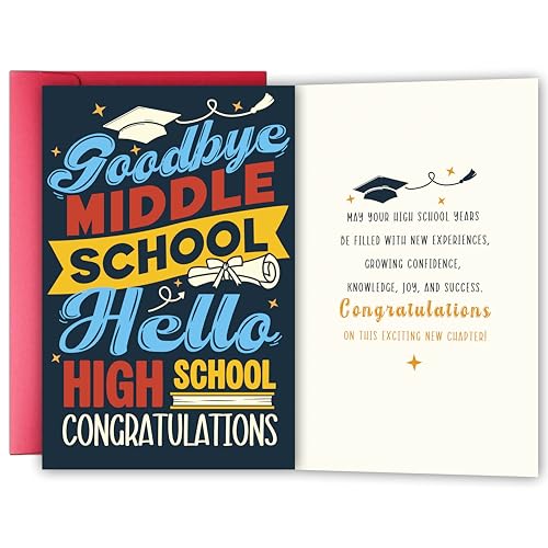 Goodbye Middle School Graduation Card for Boys & Girls - Celebrate 8th Grade Success