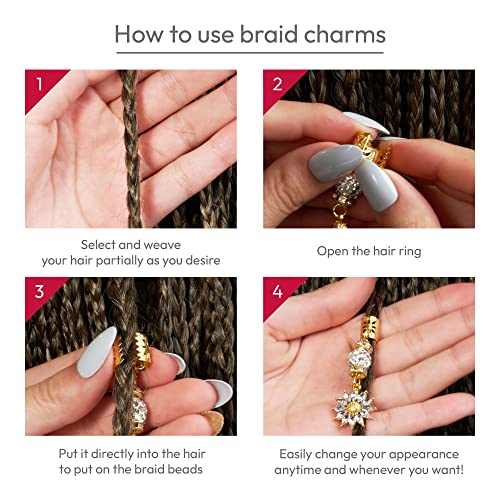 RED by Kiss Hair Cuffs and Braid Charms for Braiding 3PCS
