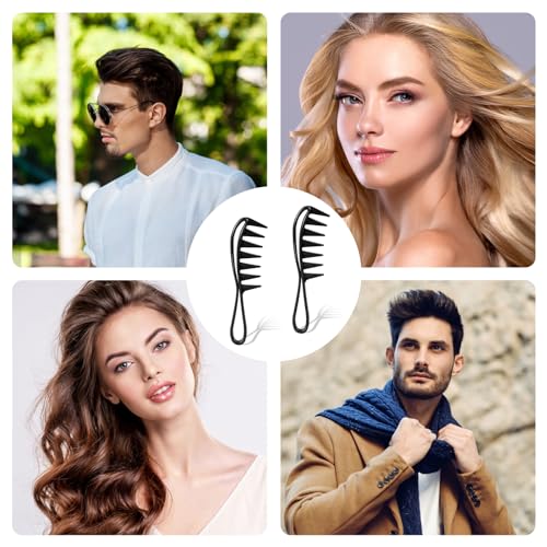Mozeat Lens Wide Tooth Comb for Curly Hair, 2 Pack Anti-Static Shower Comb