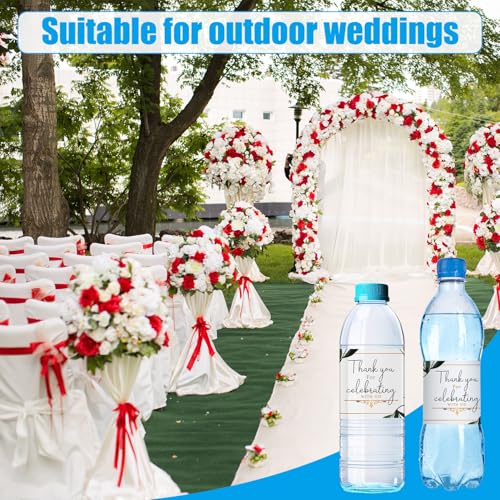 50 Wedding Water Bottle Labels - Leaf Design Thank You Stickers