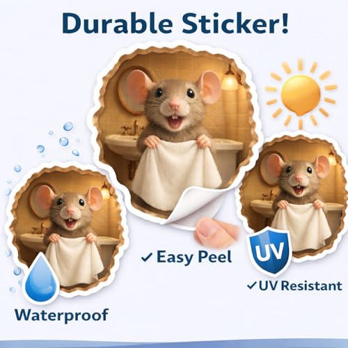 3D Mouse Hole Wall Stickers - 78 Pcs Vinyl Decal Set