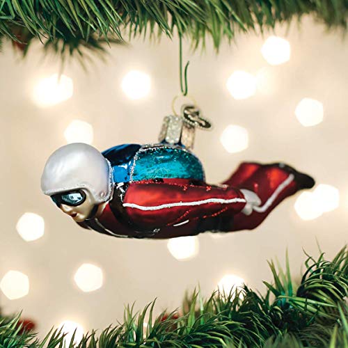 Skydiver Glass Blown Christmas Tree Ornament - Handcrafted Holiday Decorations