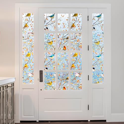 DKTIE Rainbow Window Privacy Film - 17.7" x 78.7" - Vintage Floral Design