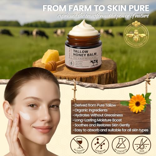 Pnctho Tallow and Honey Balm - Grass-Fed Beef Tallow Moisturizer 2.1 oz