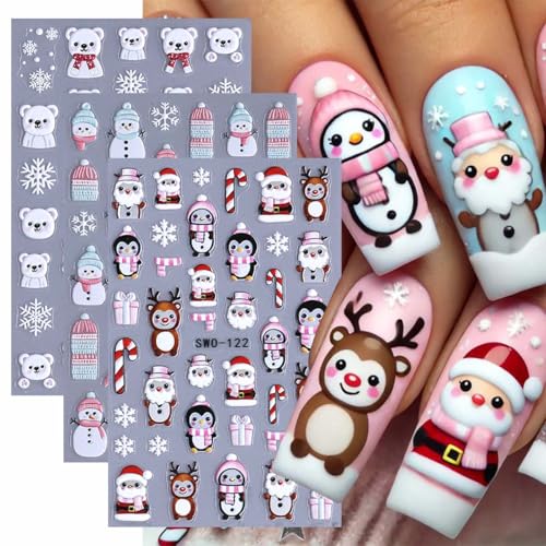 SWEET TREND Christmas Nail Art Stickers - 6 Sheets Winter Decals