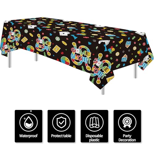 Family Game Night Party Tablecloths - 3-Pack, 55 x 86 Inch Disposable