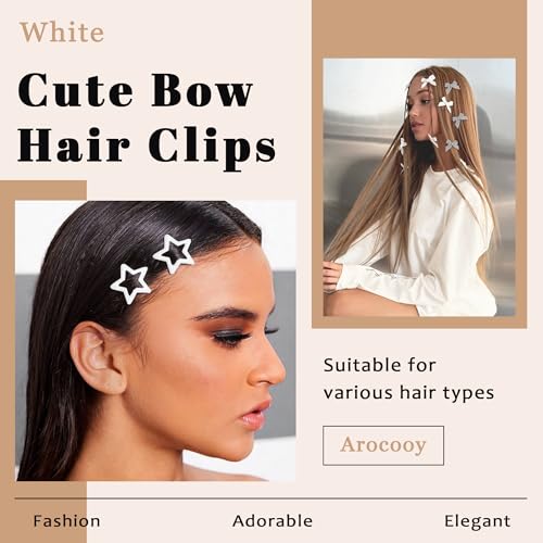 AROCOOY Mini Hair Bows and Star Clips Set 24PCS Gingham Satin Bowknot Hairpins